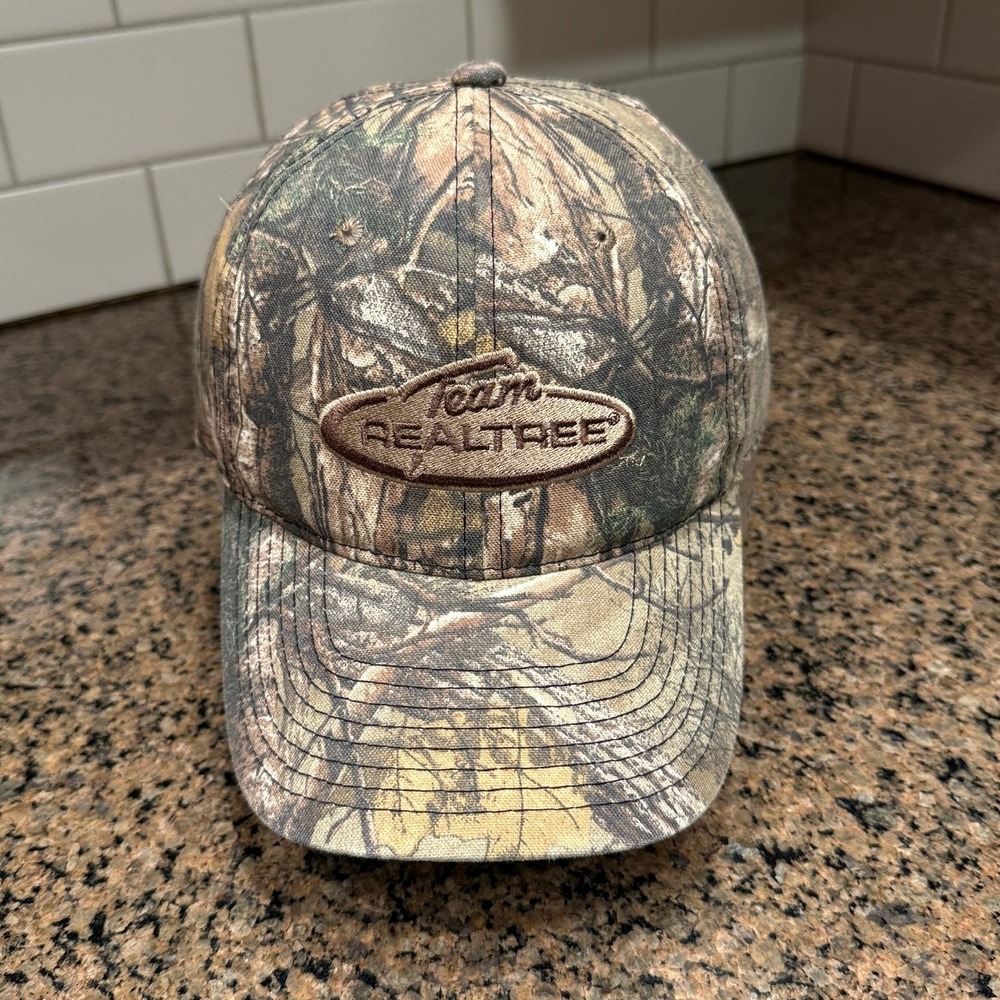 Vtg Realtree Signatures Camouflage Baseball Hat Strap Back Hook and Loop